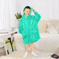 thumbnail image 6 of Green Abstract Geometric ﻿Wearable Blankets Hoodie Oversize Sherpa Wearable Soft Blanket Warm Cozy 3-14 Age, 6 of 7
