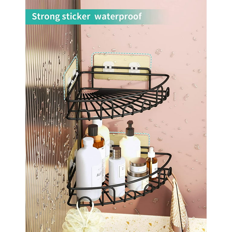 Adhesive Hooks Sticker, Waterproof Corner Shower Caddy Adhesive