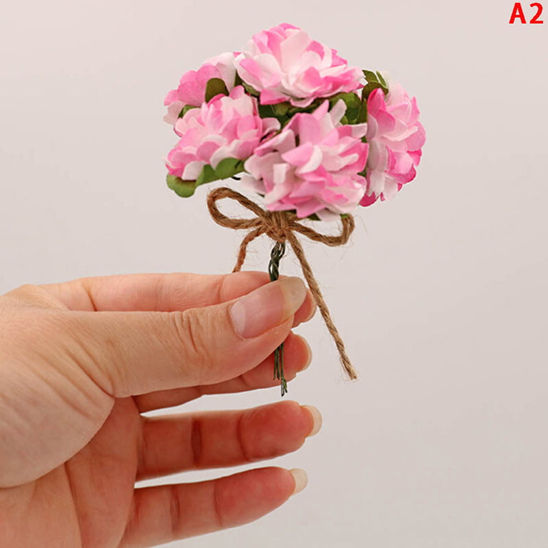 Doll house toy mini flower hand tied bouquet rose flower arrangement LDDS 