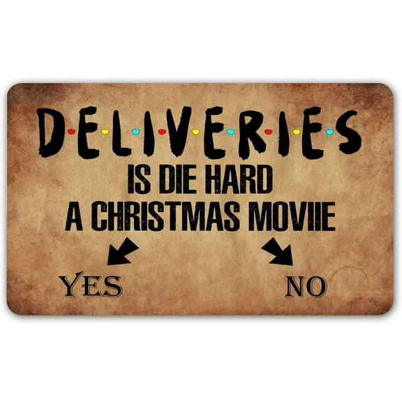 Dooormat with Rubber Back 30(L) x 17(W) Deliveries is Die Hard A Christmas Moviie Doormat with Saying for Entrance Way Indoor Decor Mats No Slip Kitchen Mats Novelty Gift.