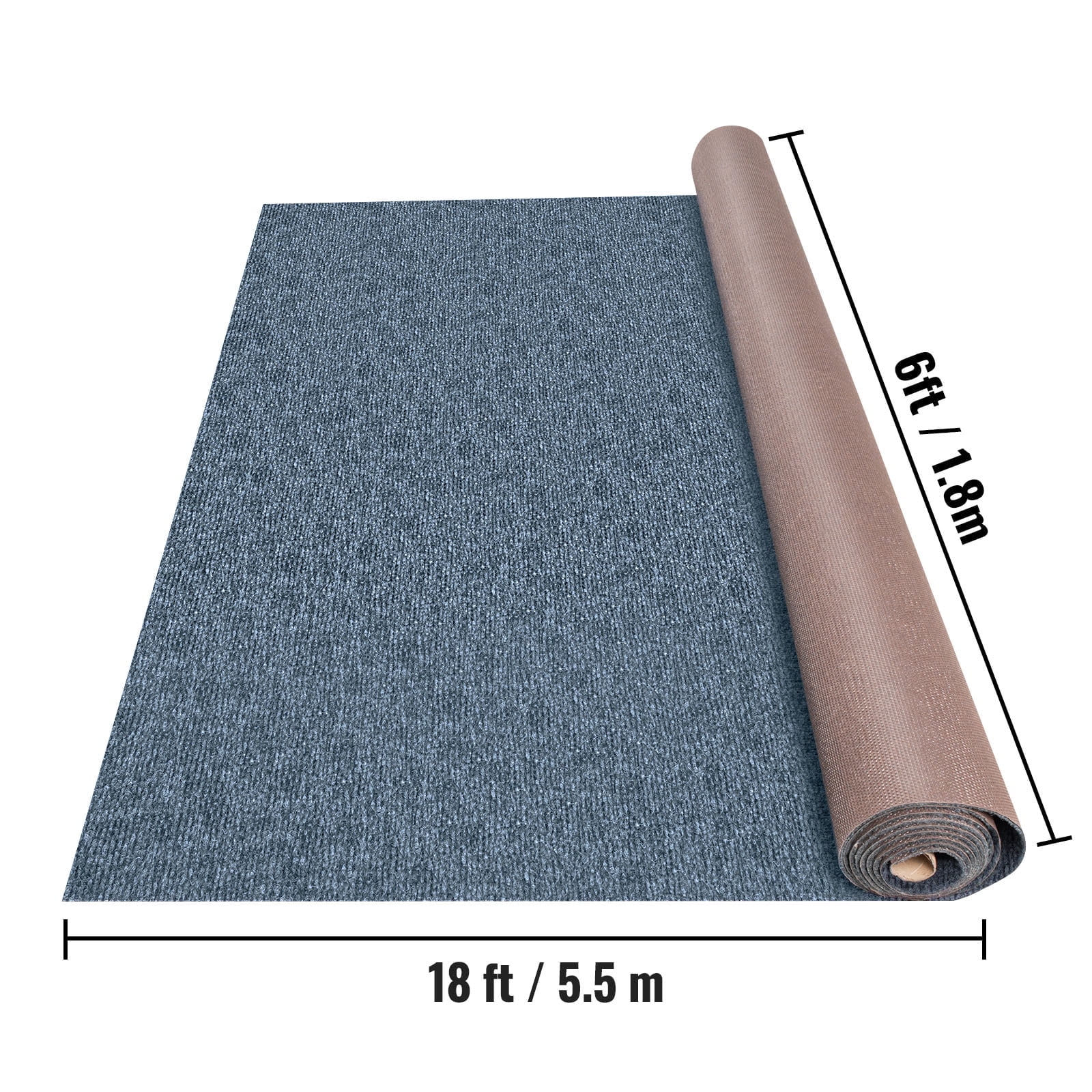 VEVOR Gray Marine Carpet 6x18' Boat Carpet Roll Cutpile In/Outdoor Patio Area Rug Deck
