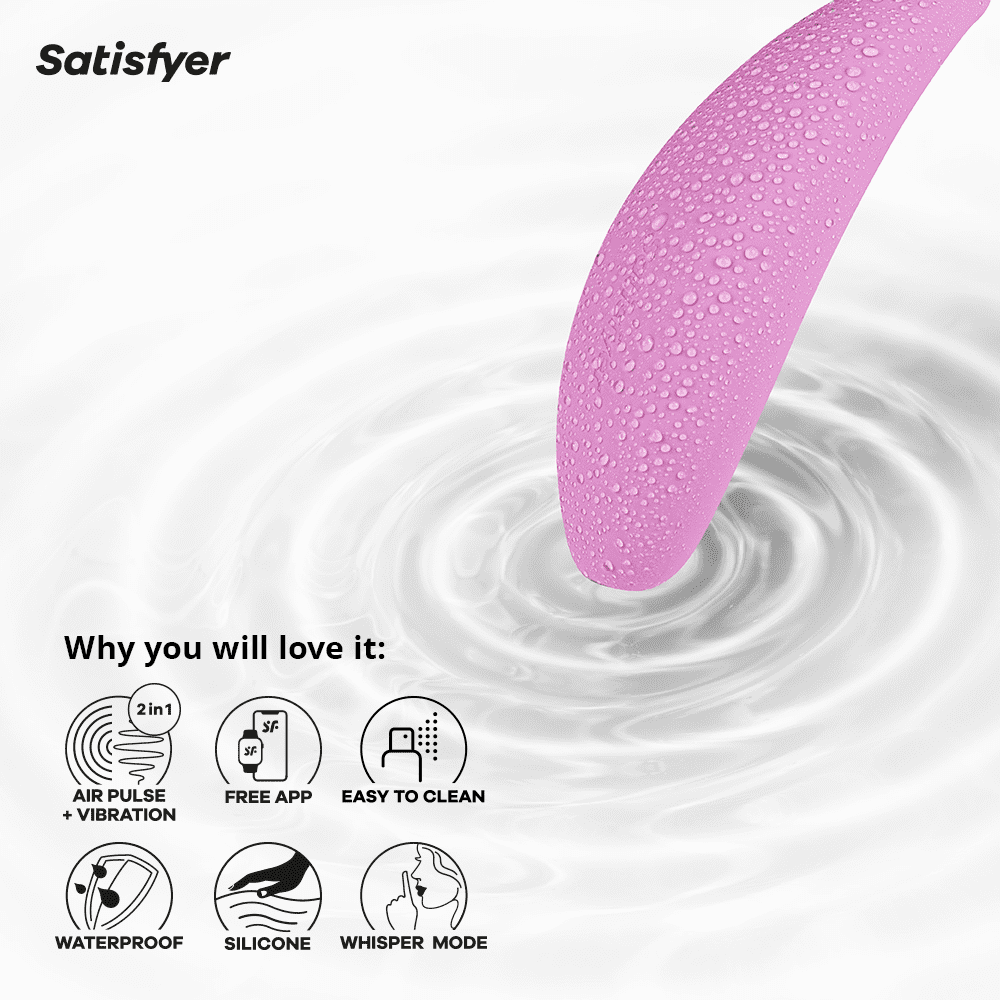 Satisfyer Curvy 3+ Air-Pulse Clitoris Stimulating Vibrator with App Control - Clitoral Sucking Pressure-Wave Technology & Vibration, Compatible with Satisfyer App, Waterproof, Rechargeable (Pink)