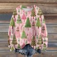 thumbnail image 6 of WTOBBY Women's Christmas Floral Knitted Top, Long Sleeve Round Neck Casual Sweater, Holiday Print Pullover Blouse for Seasonal Style, Soft Yarn Construction for Comfort,Light pink S, 6 of 6