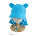 thumbnail image 3 of Xijirk Kids Bear Ear Bucket Hat Solid Beige Color Cute Animal Design Wide Brim with Adjustable Chin Strap Breathable Cap for Outdoor Beach,Sky Blue,1-4 Years, 3 of 3