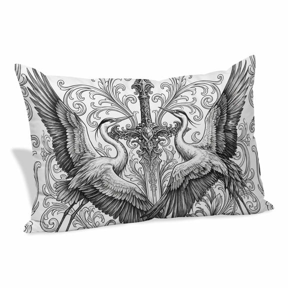 Sword Lily Flowers Throw Pillow Covers, Floral Sword Goth Vintage Decorative Lumbar Throw Pillowcase Cushion Cover with Smooth Hidden Zipper for Bedroom Sofa 16 x 24 Inches