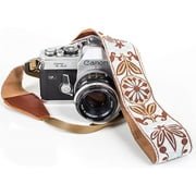 White Woven Vintage Camera Strap Belt For All DSLR Camera. Embroidered Elegant Universal DSLR Strap, Floral Pattern