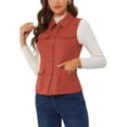 thumbnail image 4 of INSPIRE CHIC Women's Vest Button Front Sleeveless Faux Suede Utility Cargo Jacket with Pockets Reddish Brown XL, 4 of 6