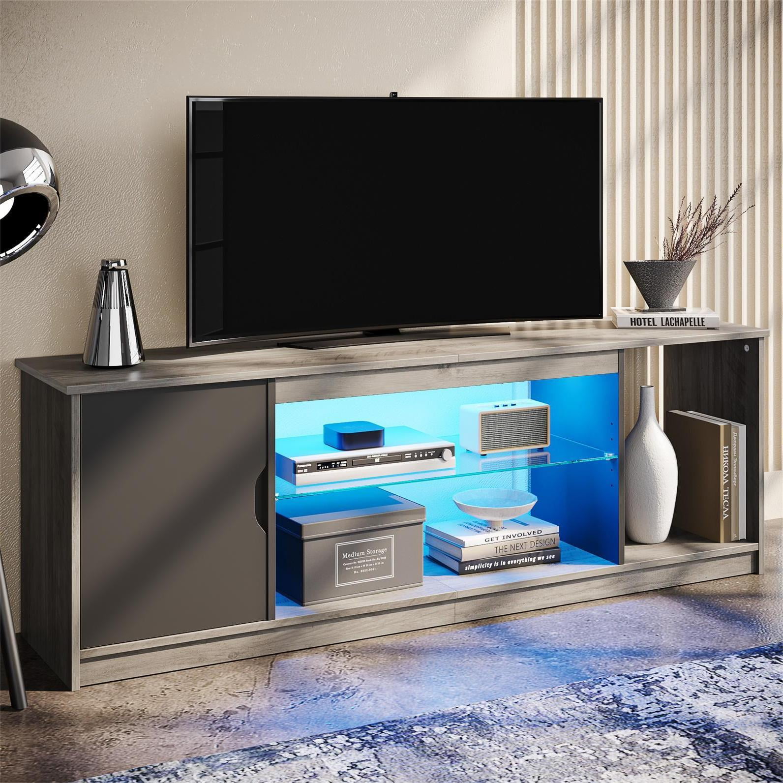 Bestier LED TV Stand for TVs up to 65 inch TV Gaming Entertainment Center for TVs, Grey Wash