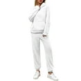 thumbnail image 3 of White Outfits for Women Womens 2 Piece Outfits Hoodie Sweatsuit Sets Slim Sweatshirt Baggy Fall Fashion Sweatpants With Pockets Wool Long Sleeve Warm Pajamas Set Glitter Pant Suit for Women W White XS, 3 of 7