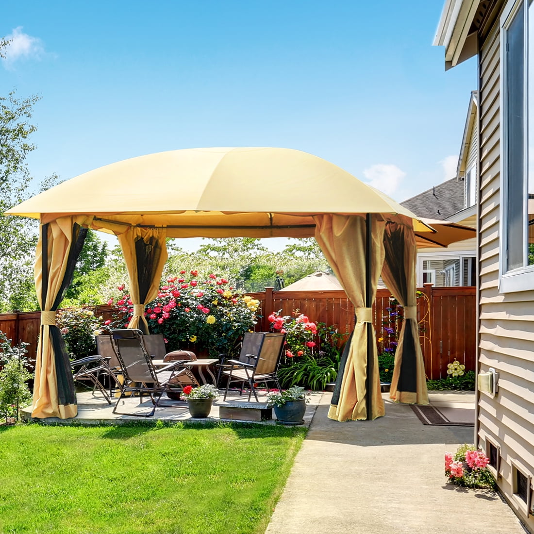 Quictent 12x12  Metal Gazebo  Canopy  with Mosquito Netting 