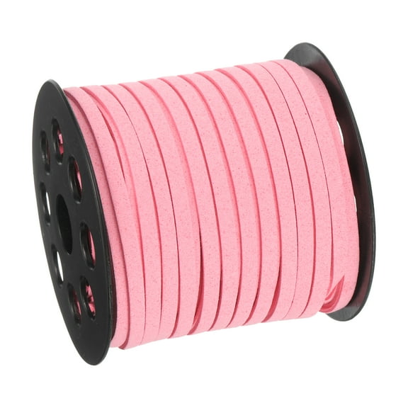 Uxcell Suede Cord, 49.21 Yards 5mm Flat Leather Thread String for DIY Crafts Bracelet Making, Light Pink 1 Roll