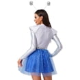 thumbnail image 5 of Aislor Womens Alien Space Cadet Rave Outfits Shiny Tulle Hem Dress with Headwear Blue M, 5 of 7
