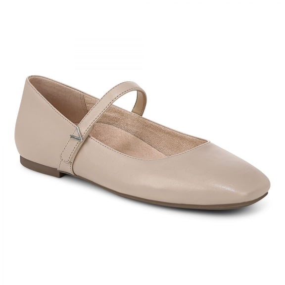 Vionic Women's Alameda Mary Jane Flat, Oatmeal Leather, 8.5, Medium