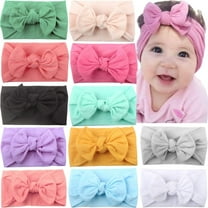 GoXteam 12 PCS Baby Headbands Soft Nylon Hairbands with Bows Girls Hair Accessories for Newborn Infant Toddler Kids Handmade