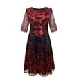 thumbnail image 2 of ATENAR Womens Dresses Crew Neck Casual Dresses Lightweight Dress Wine 3XL, 2 of 6