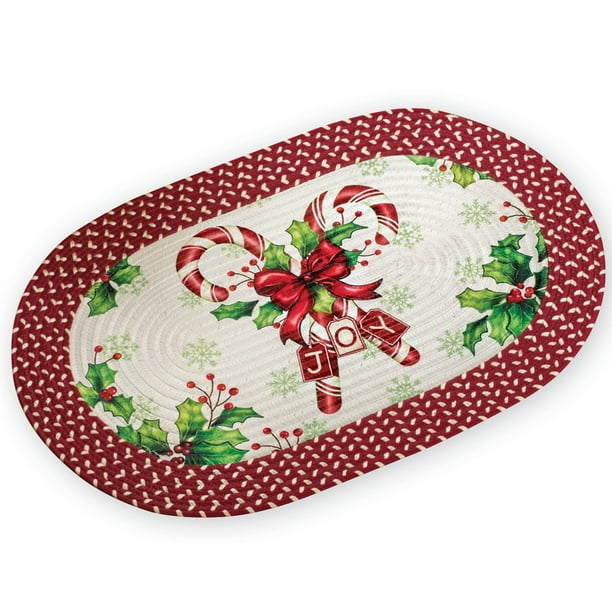 Christmas Braided Accent Rug with Candy Canes- 19&quot; x 30&quot; - Walmart.com