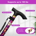 thumbnail image 4 of SupreGear Adjustable Folding Cane with T-Handle, 5 Height Levels, Purple Floral, Stability Strap, 4 of 7