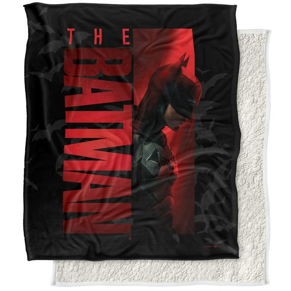 The Batman (2022) Blanket, The Batman Vertical Tiles Silky Touch Sherpa Back Super Soft Throw Blanket