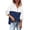 Blue, variant on Women Casual Hooded Two Color Splicing Printing Drawstring Long Sleeves Button Sweatshirt Hoodie Top