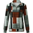 thumbnail image 3 of OKBOP Womens Zip Up Sweatshirt Long Sleeve Graphic Plaid Half Zipped 2023 Relax Fit Causal Gift Sweatshirt for Womens Fashion Fall Pullover Coffee, 3 of 5