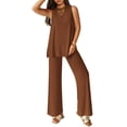 thumbnail image 1 of Conjunto Deportivo PRETTYGARDEN 2 Piezas Pantalón Palazzo Marrón Talle XXL, 1 of 8