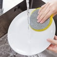 thumbnail image 4 of Double-Sided Sponge Dish Scrubber | Soft & Scouring Sides for Pots Pans & Dishes | Kitchen Oil & Grease Remover | 5-Pack | 4.7 x 4.7 Inches, 4 of 5