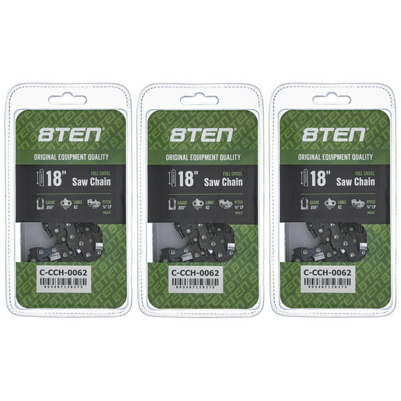 Full Chisel Chainsaw Chain 18 inch .050 3/8 LP 62 DL for Echo Poulan 3 Pack 810-CCC2284H