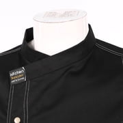 Raenseen Unisex Chef Coat Pressional Hotel Kitchen Chef Jacket Men Women Restaurant Canteen Working Black Short Sleeve L