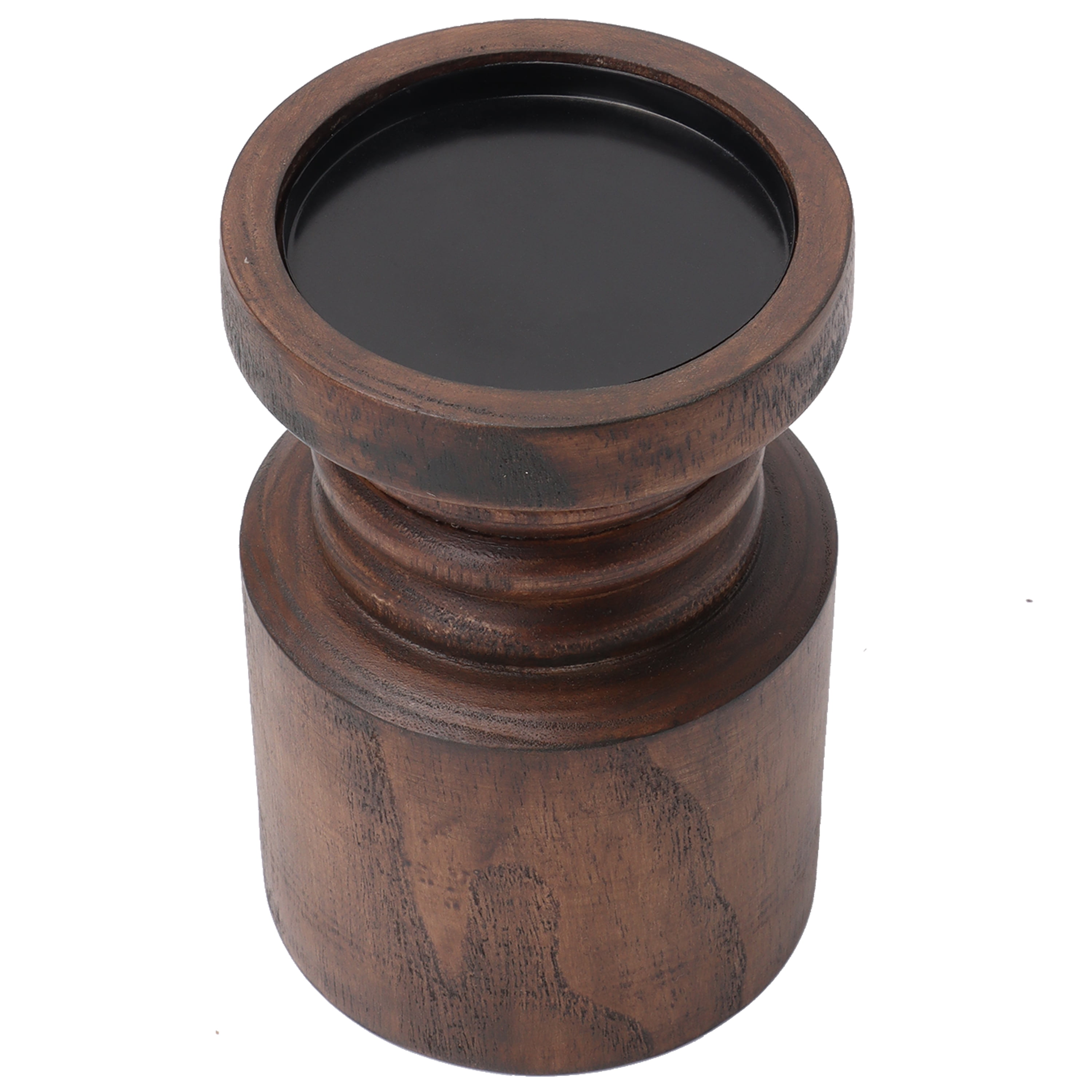 Mainstays Decorative Wood Pillar Candleholder, Dark Brown, 6"