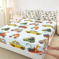 thumbnail image 3 of Homewish Colorful Toy Car Bed Sheets,Cute Lions Giraffe King Sheets,Kawaii Zoo Animal Sheet Set For Boys Kids,Luxury Bedroom Decor,4 Pieces, 3 of 7