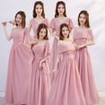 thumbnail image 4 of Vestido de dama de honor Vestido largo de gasa rosa para dama de honor Vestido para la cena de anfitriona Vestido de dama de honor, 4 of 6