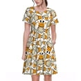 thumbnail image 1 of Vsdgher Tête de Girafe pour Femmes Été 2025 Décontracté Robes Midi Maxi Légères Manches Courtes Col Rond Robe de Plage, 1 of 6
