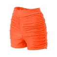 thumbnail image 5 of DHFJKG Summer Swim Shorts For Women Solid Color Ruched High Waist Tummy Control Swimwear Bottoms Comfortable Water Sports Versatile Beachwear, 5 of 7