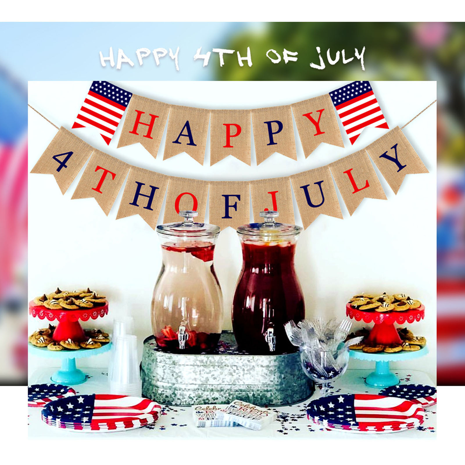 4th of July Decorations Savings Clearance 2023! loopsun USA Independence Day Banner Festival 