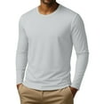 thumbnail image 4 of Dresfit Big and Tall Shirts for Men Long Sleeve Thermal Tshirts Fall Lightweight Solid Color Crew Neck Athletic Shirt 2025 Slim Fit Plain Knit Fashion Gray L, 4 of 7