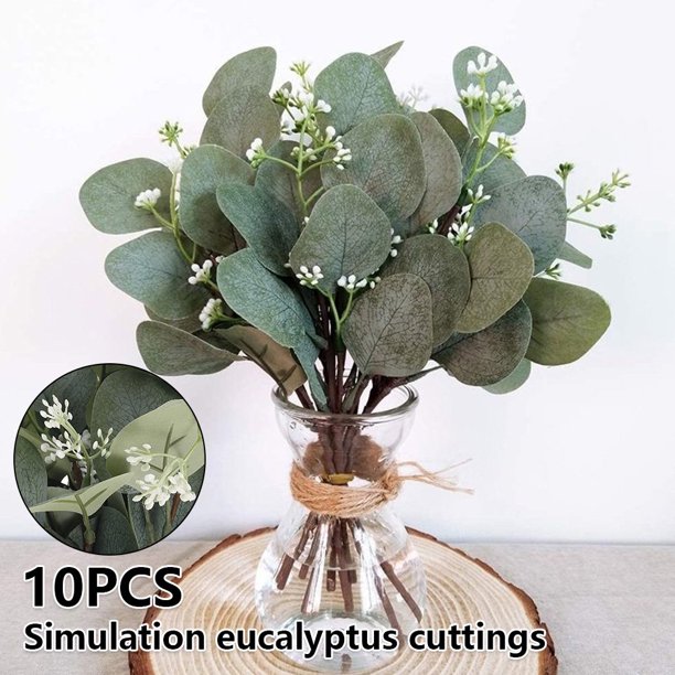 POINTERTECK 10PCS Artificial Eucalyptus Greenery Faux Eucalyptus Stems And Greenery Picks With