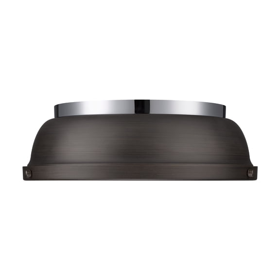 Yep by Golden Lighting Duncan 2-light Flush Mount in Chrome and Rubbed Bronze shade