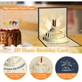 thumbnail image 3 of Tarjeta de cumpleaños (azul) para mujer y hombre, con música y luz, invitación de cumpleaños para niña y niño, tarjeta de felicitación 3D emergente con sobre., 3 of 5