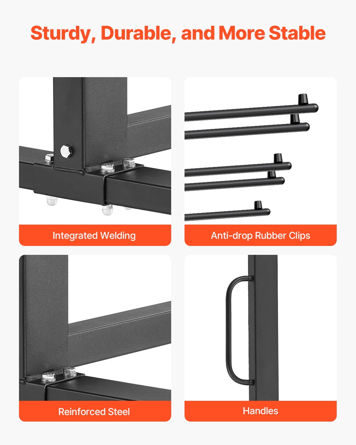 VEVOR Folding Chair Rack, 400 LBS Capacity, Heavy-duty Chair Cart for 42 Chairs or 12 Tables, Multi-Function Chair Storage Dolly with Rubber Wheels and Holders, Large Chair Holder, Matte Black