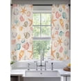 thumbnail image 2 of Ocean Starfish Sheer Curtains 72 Inch Long 2 Panels, Yellow Shell Vintage Linen Summer Light Filtering Rod Pocket Curtains, Sheer Voile Drapes for Living Room Bedroom, 52"x72", 2 of 8