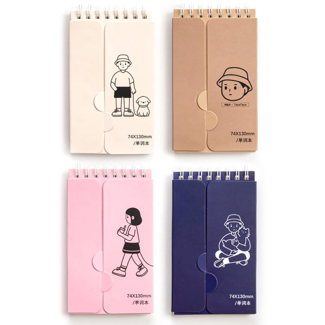 Cuaderno en espiral pequeño de 4 Uds., libros de notas con encuadernación superior de bolsillo para diarios de viaje, álbumes de recortes diarios