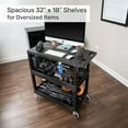 thumbnail image 4 of Tubstr 3-Tier Rolling Utility Cart with Wheels | Supports 300 lbs.Total | Heavy-Duty Capacity for Garage Storage, Office Spaces, & Kitchen Use | Durable Tool Cart with Locking Wheels (Black, 32 x 18), 4 of 8