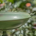 thumbnail image 6 of Zaer Ltd. Ornate Metal Pedestal Style Birdbath with Cast Iron Birds on Rim Full Base (Green), 6 of 8