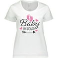 thumbnail image 3 of Inktastic Baby on Board with Arrow Pink Footprints and Hearts Women's Plus Size T-Shirt, 3 of 5