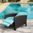 thumbnail image 4 of Outdoor Reclining Chair Reclining Patio Chair with Adjustable Backrest and Footrest All-Weather Wicker Chaise Lounge Chair, Air Pump 150° Lay Flat Reclining Chair,for Pool Deck,Blue, 4 of 9
