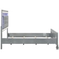 thumbnail image 4 of Benjara Lee Queen Size Bed- LED- Tufted Faux Leather Upholstery- Textured Silver, 4 of 6