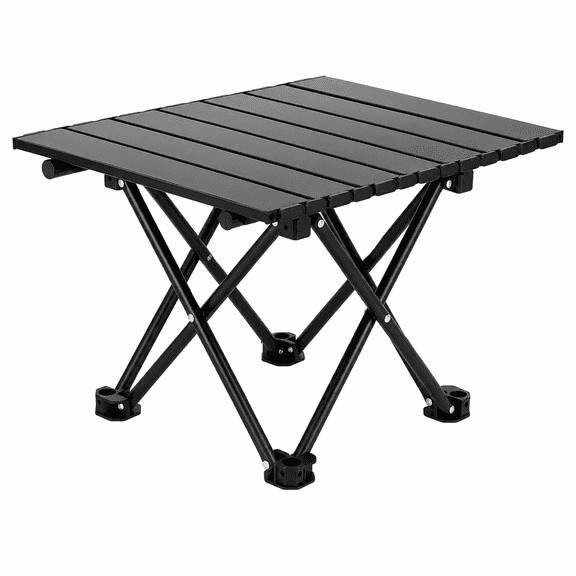 TUOBOS Portable Folding Camping Table, 15.7 x 12.6 x 11.4 in Carbon Steel Outdoor Side Table, Black