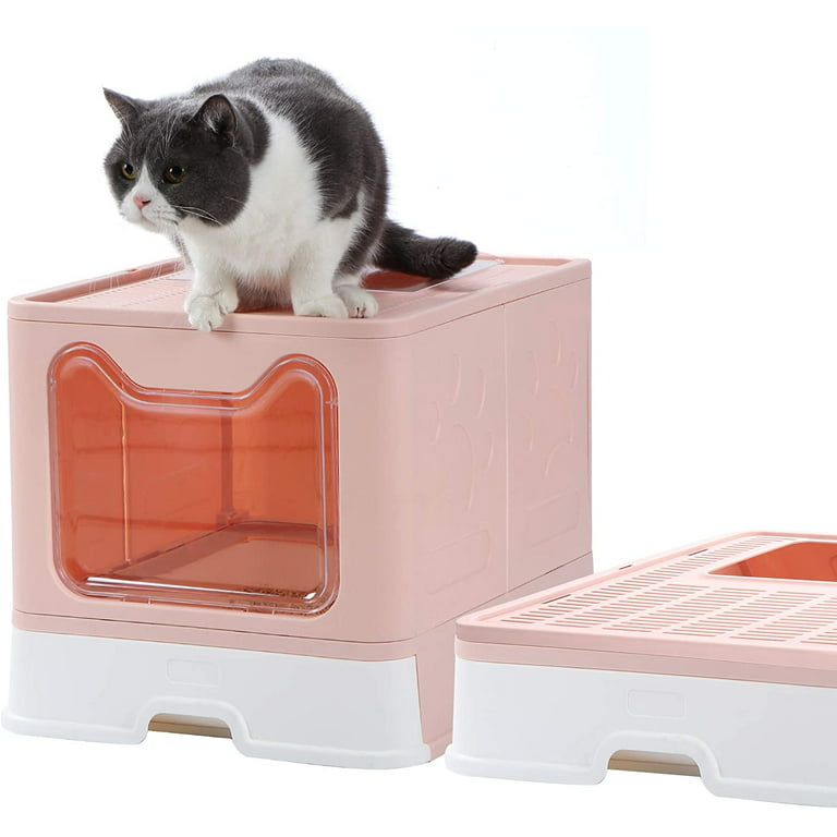 Cat Litter Box, Top Entry Covered Cat Litter Box with Lid , Easy Clean No  Smell Pet