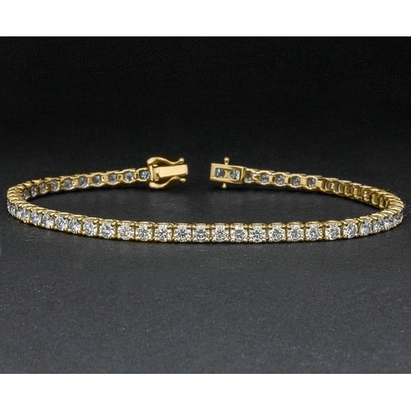 3mm Round Cut Lab-Created Diamond Gorgeous Tennis Bracelet 14K Yellow Gold Plated Silver