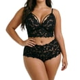 thumbnail image 7 of Yuanlook Women Plus Size Lace Loungewear Set, Spaghetti Strap V Neck Cami Crop Top & High Waist Shorts Bow Decor Daily Sleep Outfit S-XXXXL, 7 of 7
